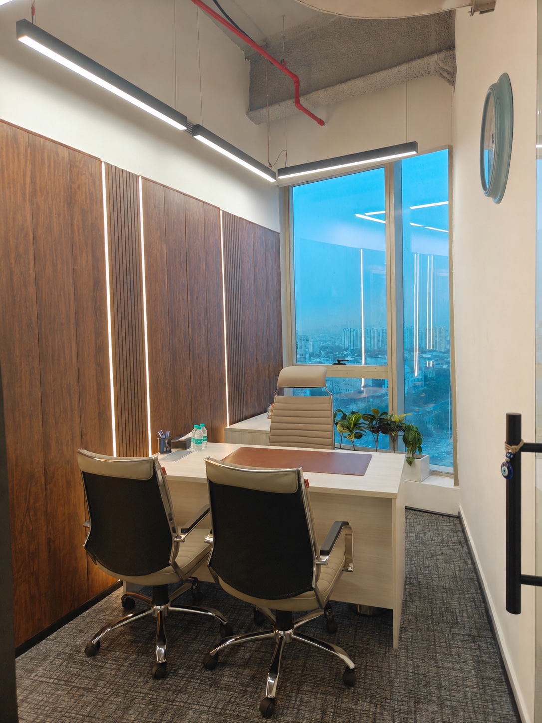 Private office cabin at Qaarya with city view